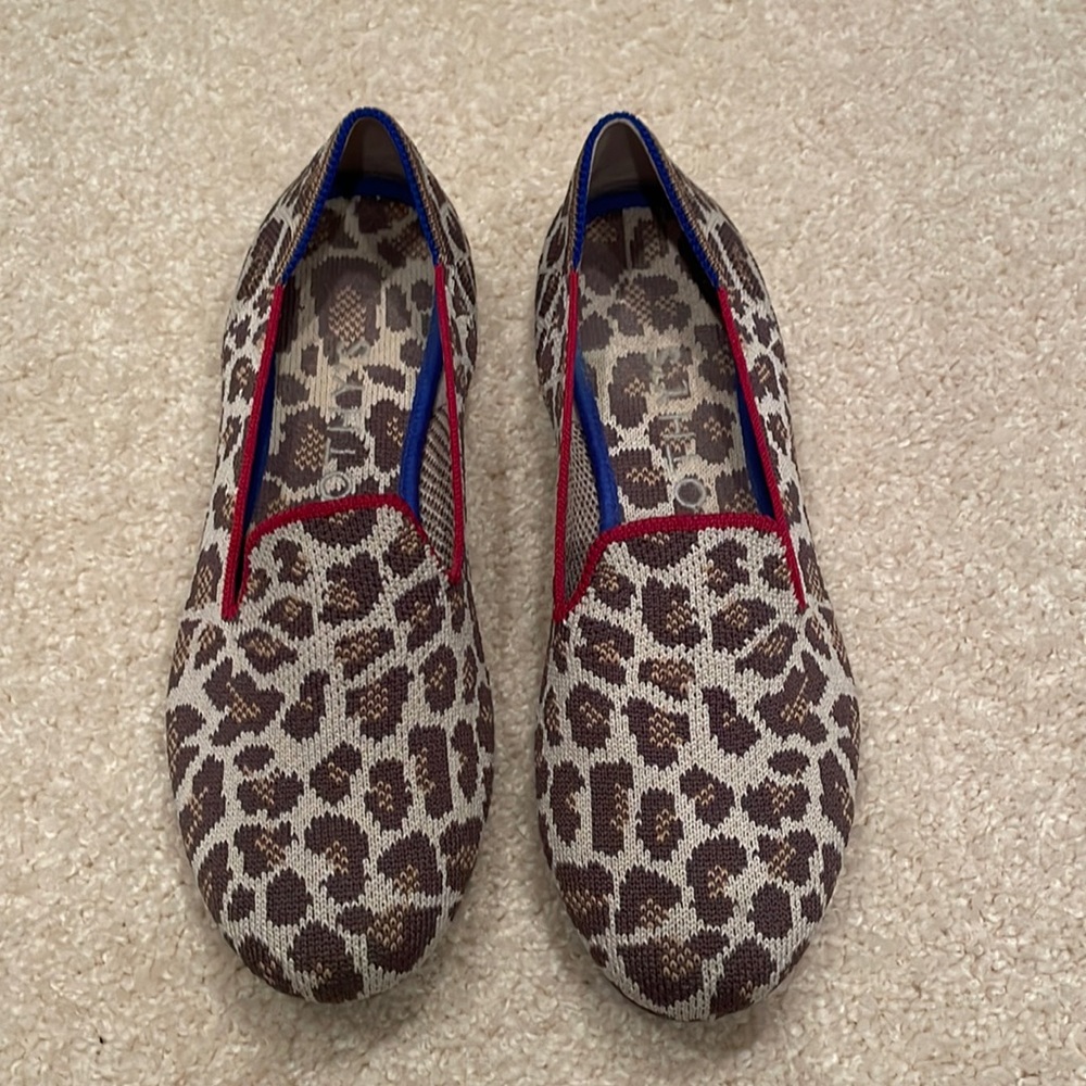 Rothys brown animal print loafers